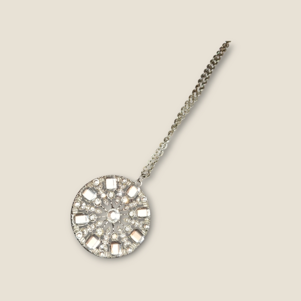Silver Tone and Clear Stone Necklace